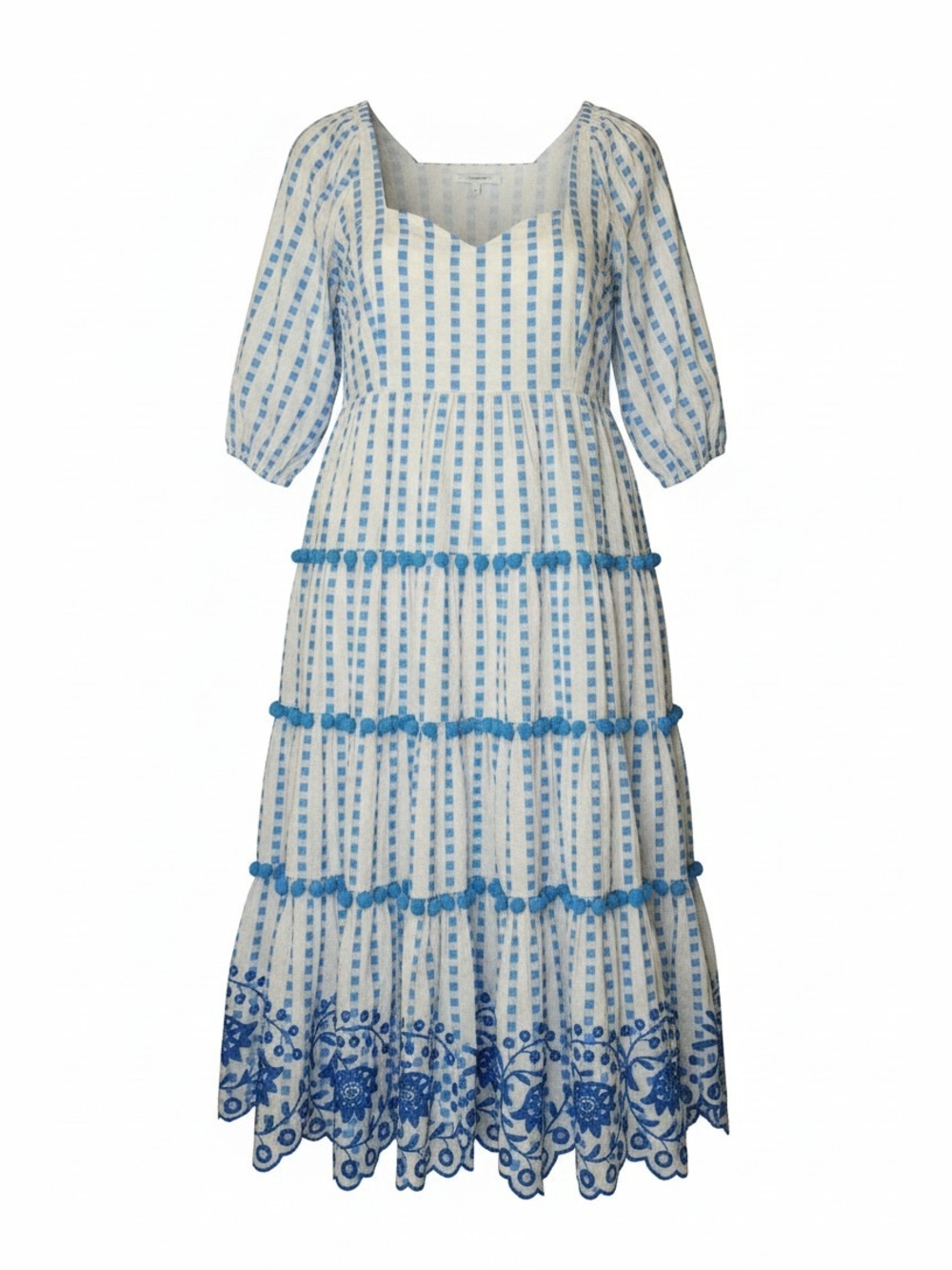 Lilly Pulitzer White & Blue V-Neck Tiered Midi Dress - Picture 2 of 5
